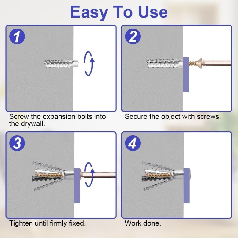헤비 듀티 스틸 벽 앵커 나사 키트, 금속 튜브 확장형 - Drywall Anchor Screw 리뷰 및 가격